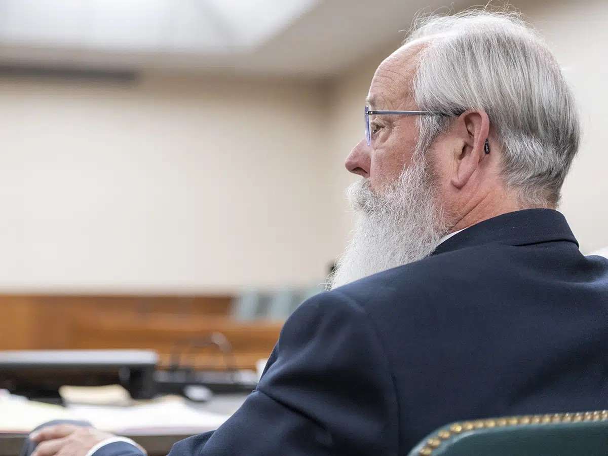 Latah County prosecutor Bill Thompson listens during an arraignment hearing for Bryan Kohberger, who is accused of killing four University of Idaho students in November 2022, in Latah County District Court, Monday, in Moscow, Idaho.