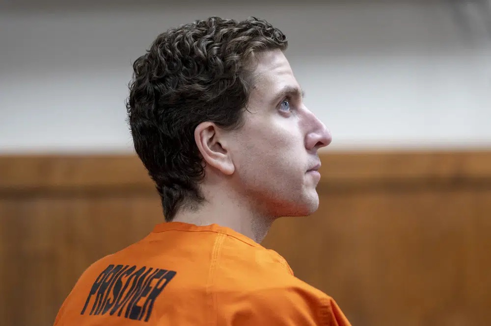 Bryan Kohberger, who is accused of killing four University of Idaho students in November 2022, listens during his arraignment hearing in Latah County District Court, Monday in Moscow, Idaho.