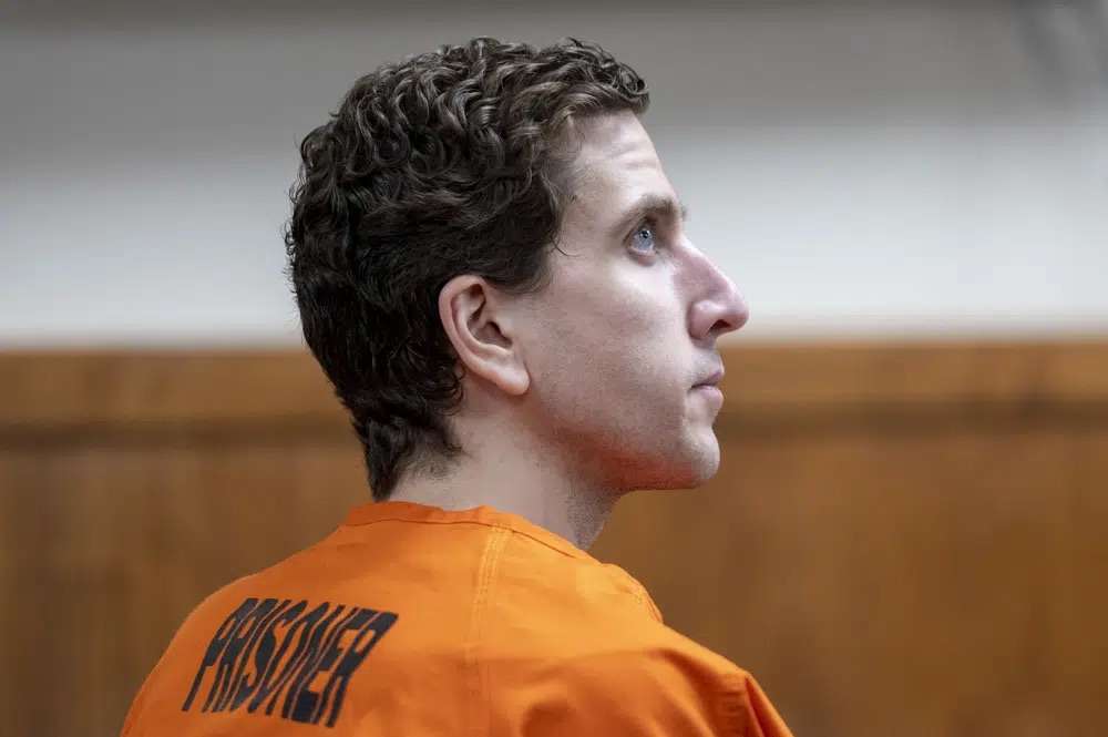 Bryan Kohberger, who is accused of killing four University of Idaho students in November 2022, listens during his arraignment hearing in Latah County District Court, Monday in Moscow, Idaho.