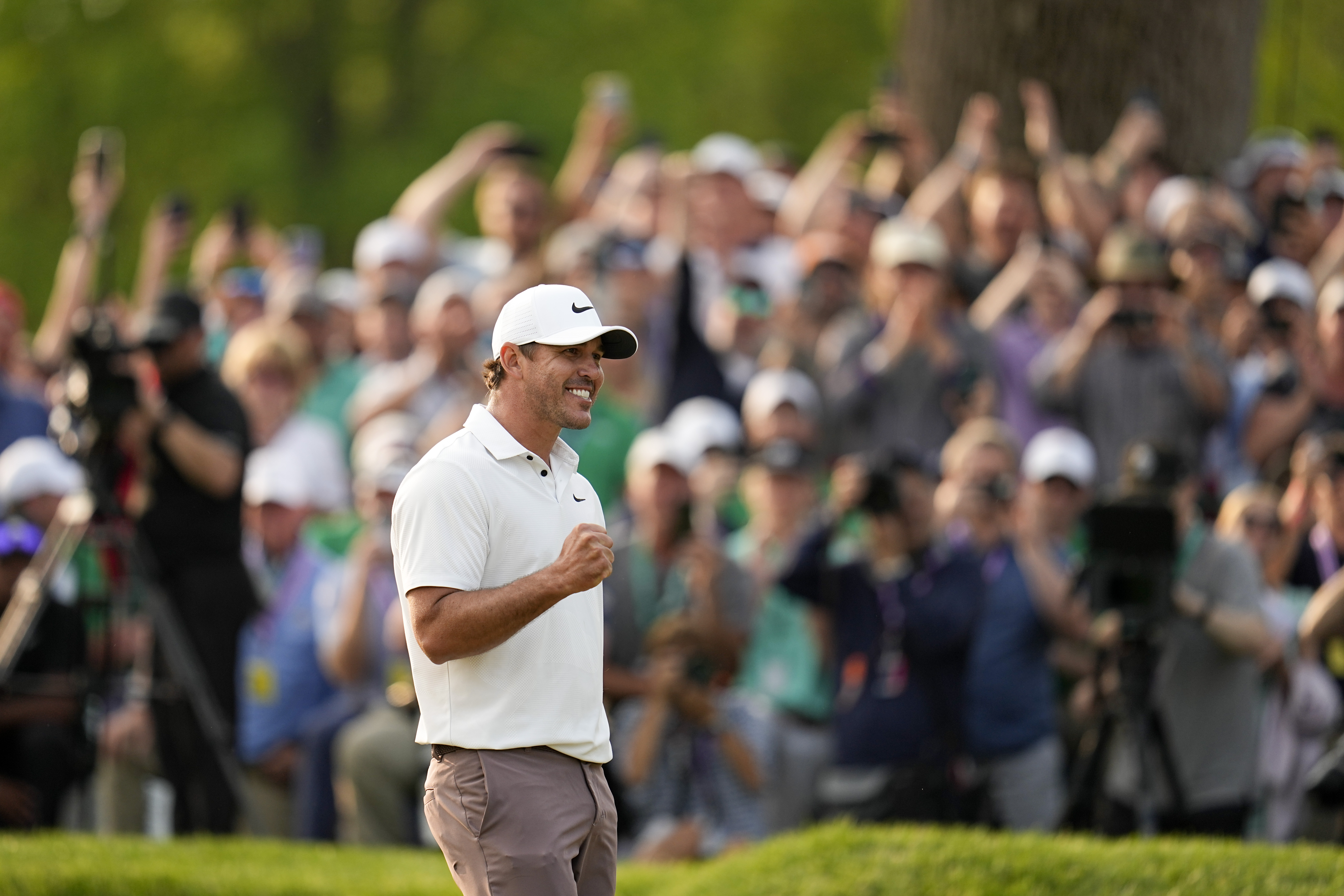 Brooks Koepka celebrates after winning the PGA Championship golf tournament at Oak Hill Country Club on Sunday, May 21, 2023, in Pittsford, N.Y. 