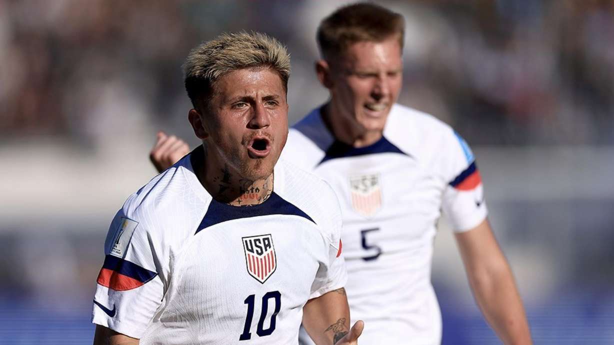 Real Salt Lake midfielder Diego Luna celebrates a goal against Fiji for the U.S. youth national team in the U-20 World Cup.