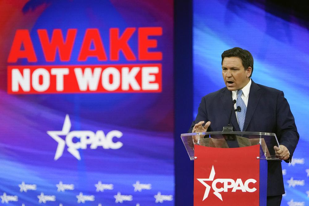 Florida Gov. Ron DeSantis speaks at the Conservative Political Action Conference Feb. 24, 2022, in Orlando, Fla.