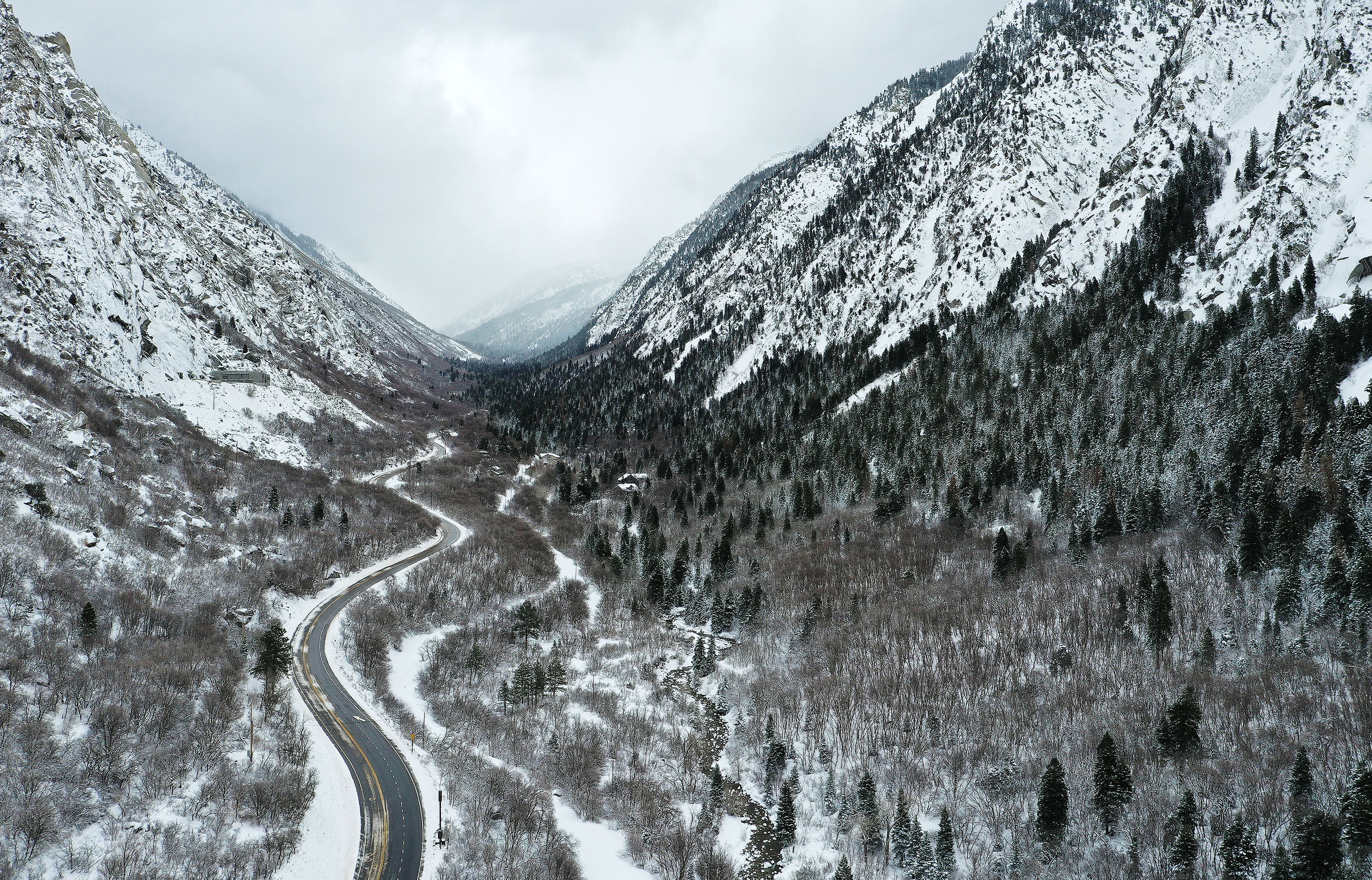 Little Cottonwood Canyon pictured on March 23. Salt Lake County officials say they believe Cottonwood Connect, a 12-week emergency shuttle service option for the ski resorts in Salt Lake County, was a "success."