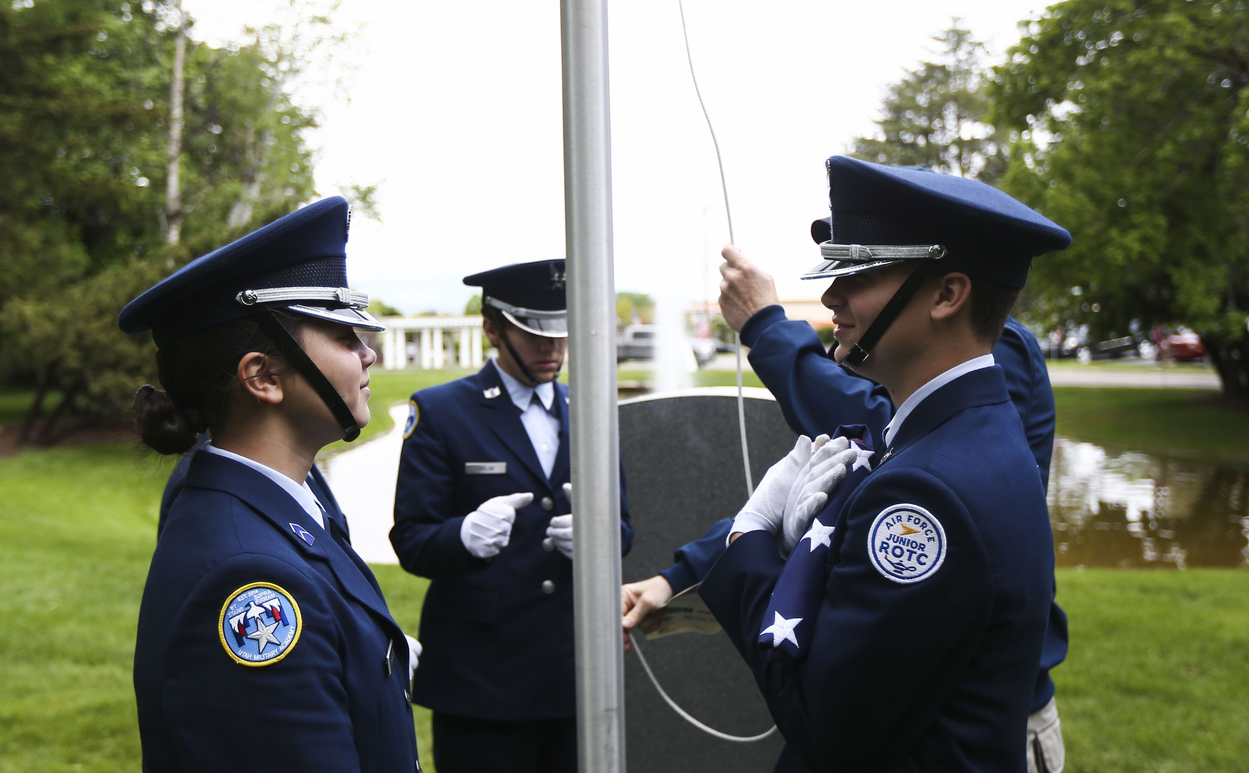 Members of the Utah Military Academy prepare to raise the flag during a Memorial Day ceremony at Wasatch Lawn Memorial Park in Salt Lake City on May 27, 2019. Here are 10 ways Utahns can celebrate the holiday this year.