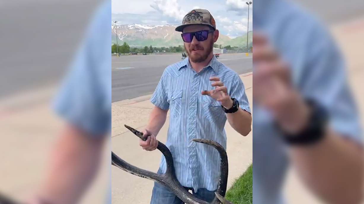 Ron Wardleigh, of Ogden, speaks about finding a $10,000 prize in Nevada at the Weber County Fairgrounds in Ogden Tuesday.