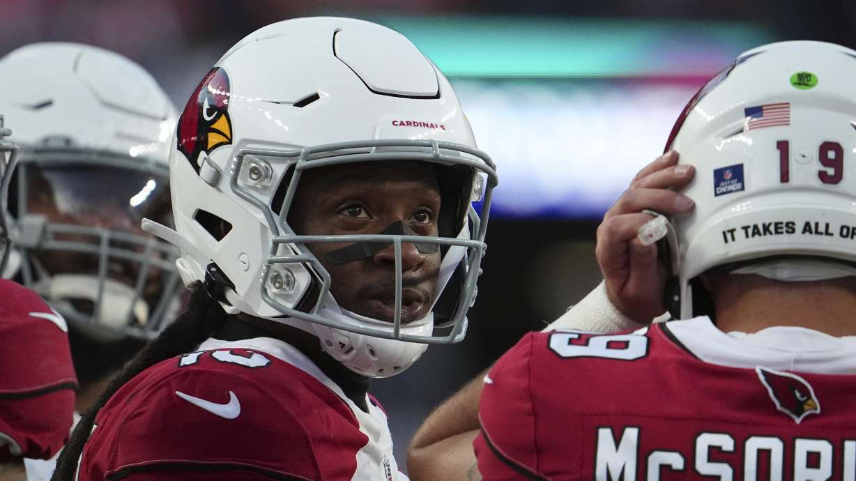 FILE - Arizona Cardinals wide receiver DeAndre Hopkins (10) against the Denver Broncos of an NFL football game Sunday, December 18, 2022, in Denver. The Arizona Cardinals released five-time Pro Bowl wide receiver Hopkins in a salary cap move Friday, May 26, 2023, after they failed to find a trading partner in the offseason.