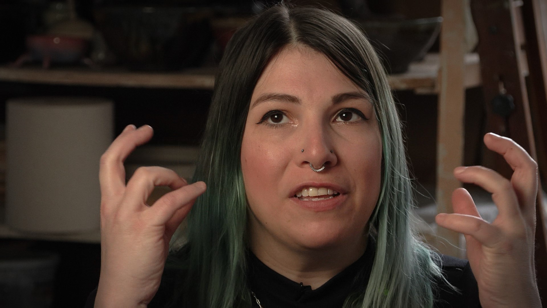 Ceramic artist Christina Riccio came up with the character, “Miss Moody.”