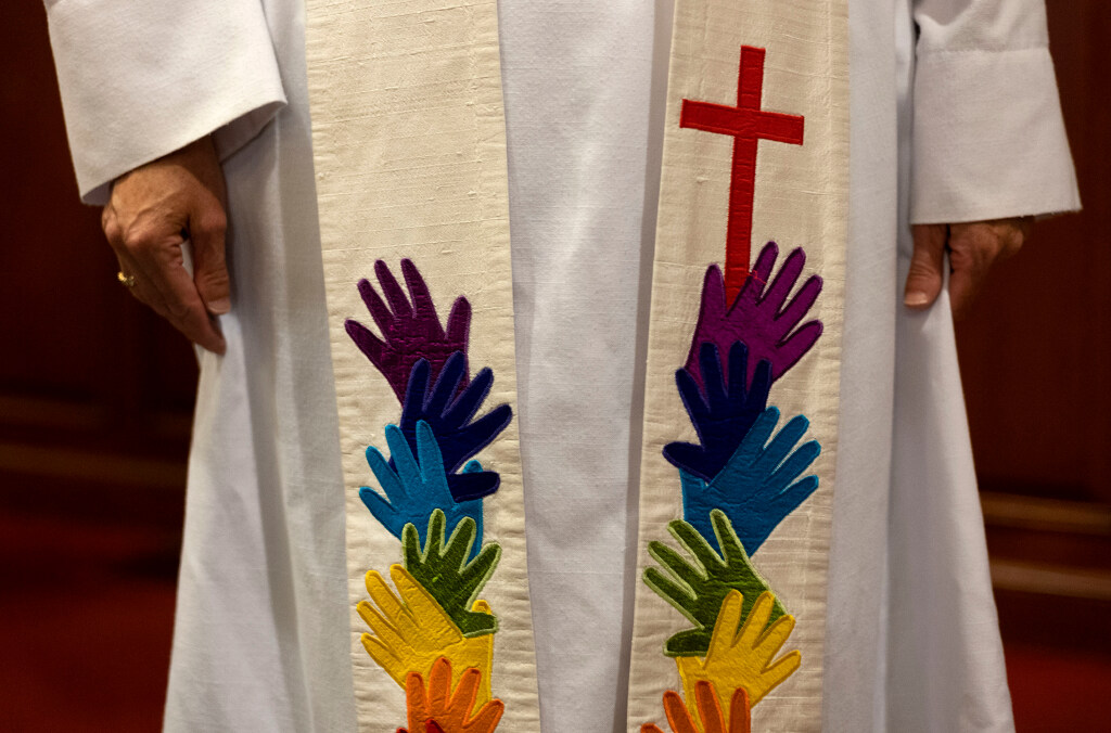 Rev. Brigette Weier’s stole is pictured at the Utah Pride Interfaith Coalition Interfaith Service at the First Baptist Church in Salt Lake City on Wednesday.