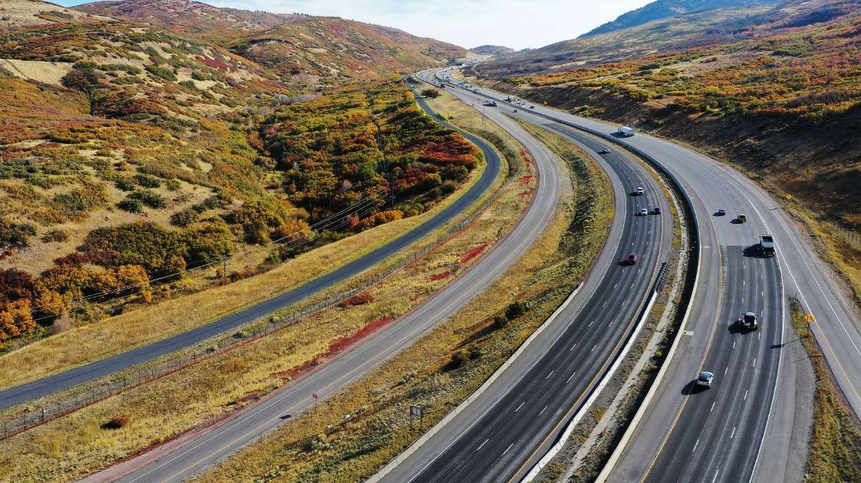 Traffic on I-80 in Parleys Canyon on Oct. 11, 2022. A project that began in October to improve the health of the Parleys Creek watershed and enhance the wildlife habitat in the area resumed this week.
