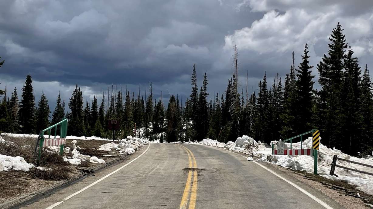 A cleared-out state Route 148 by Cedar Breaks National Monument in Iron County on Thursday. The seasonal road was closed for a few weeks longer than usual because of all the snow the area received this winter.