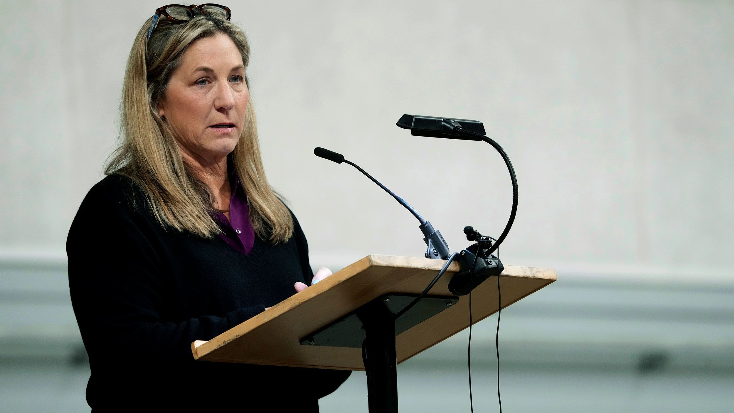 Stacy Chapin talks about her son, Ethan Chapin, during a vigil on Nov. 30 for the four students killed in Moscow, Idaho. She says she won't attend the trial of her son's accused killer.