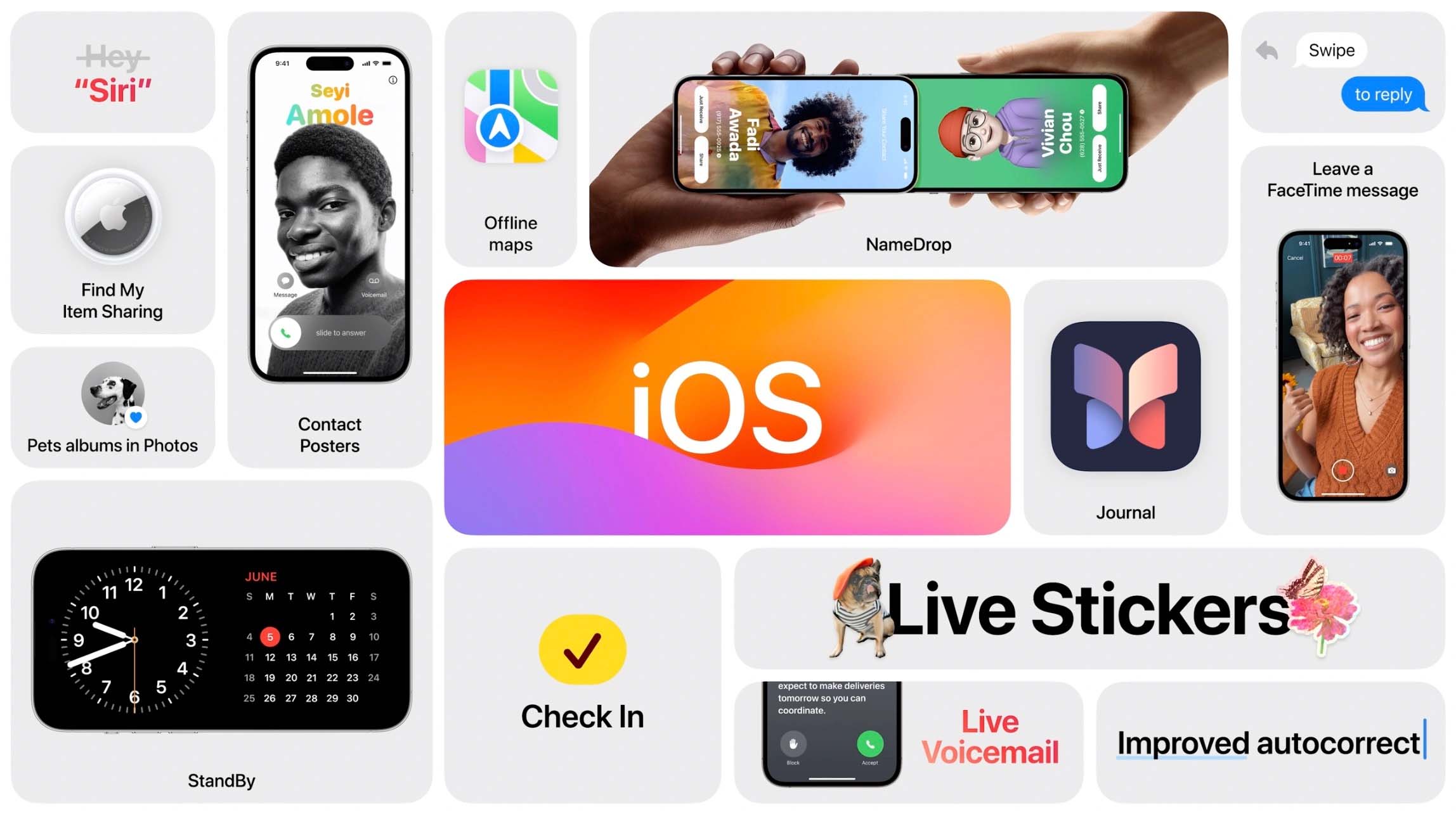 Apple adds various updates and features to its latest iOS 17, announced Monday.
