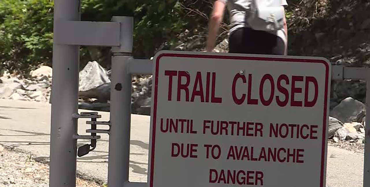 A signs warn visitors that the trail is closed at Bridal Veil Falls in Provo Canyon following an avalanche in January. Some people are ignoring the signs and recreating in dangerous areas, officials say.