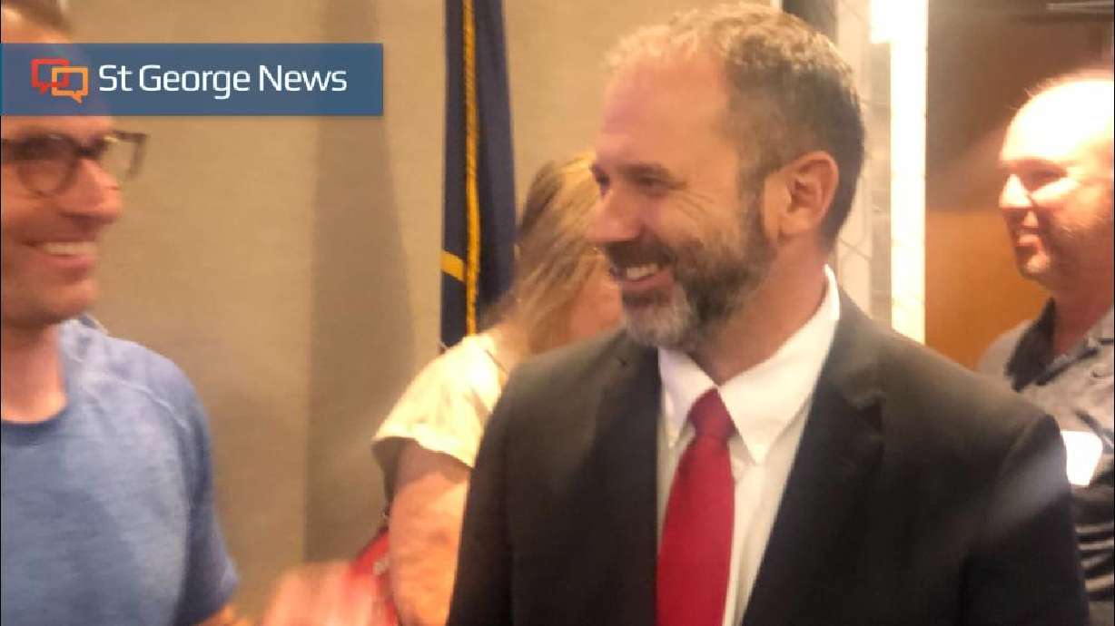 Ryan Sullivan smiles after being elected the new Washington County clerk/auditor by the county's Republican Party Central Committee, Tuesday.