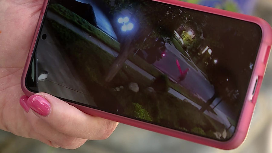 Sandy resident Rebecca Christianson says surveillance camera video show the theft of a Pride flag from in front of her house Friday.