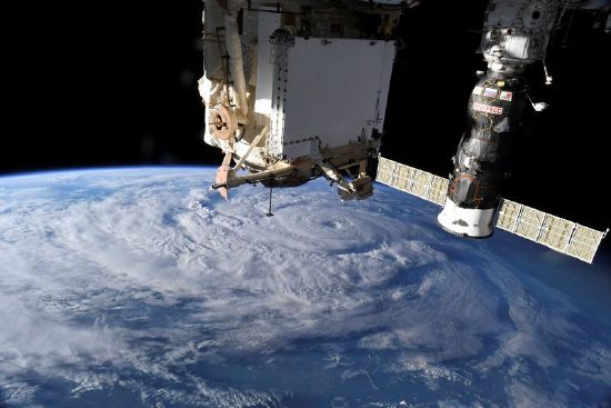 Hurricane Genevieve is seen from the International Space Station orbiting Earth in an image taken by NASA astronaut Christopher J. Cassidy Aug. 19, 2020.