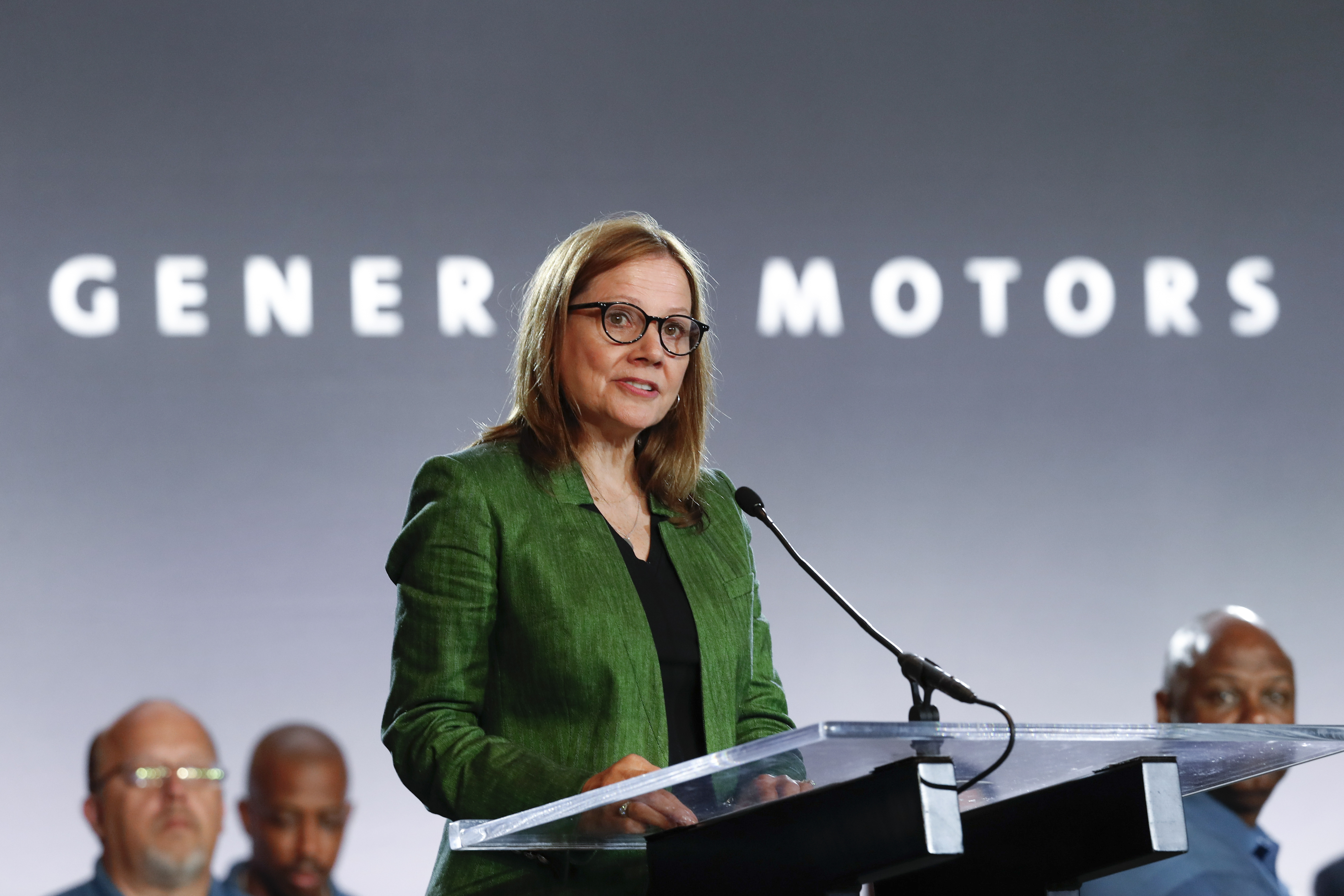 CEO Mary Barra speaks during the opening of contract talks with the United Auto Workers on July 16, 2019, in Detroit. Barra announced Thursday that electric vehicles made by General Motors will be able to use much of Tesla's extensive charging network beginning early next year.