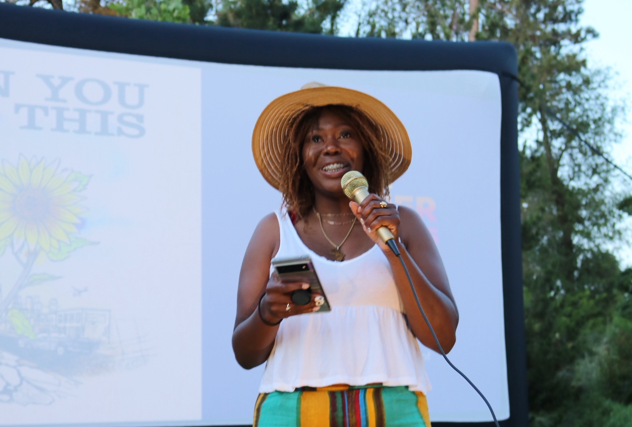 Ashley Cleveland speaks at the Wild and Scenic Film Festival at the Tracy Aviary in Salt Lake City in 2022.