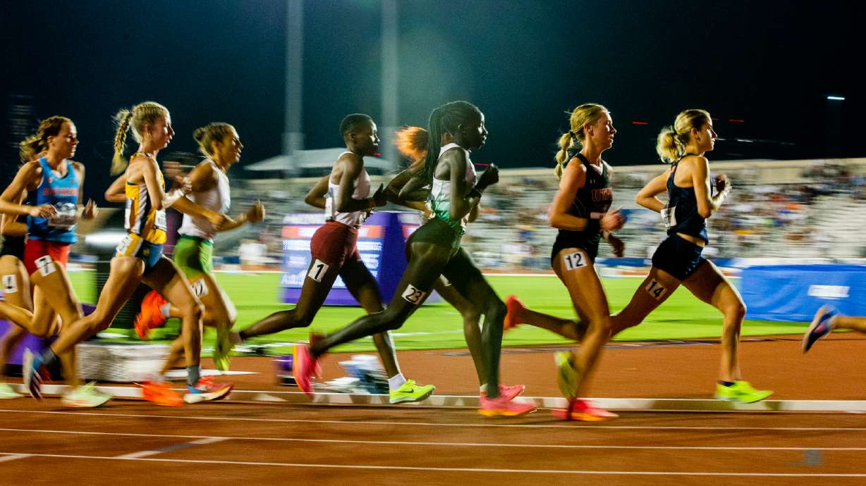 Utah Valley's Everlyn Kemboi won gold in the 10,000 meters and silver in the 5,000 meters at the 2023 NCAA outdoor track and field championships in Austin, Texas.