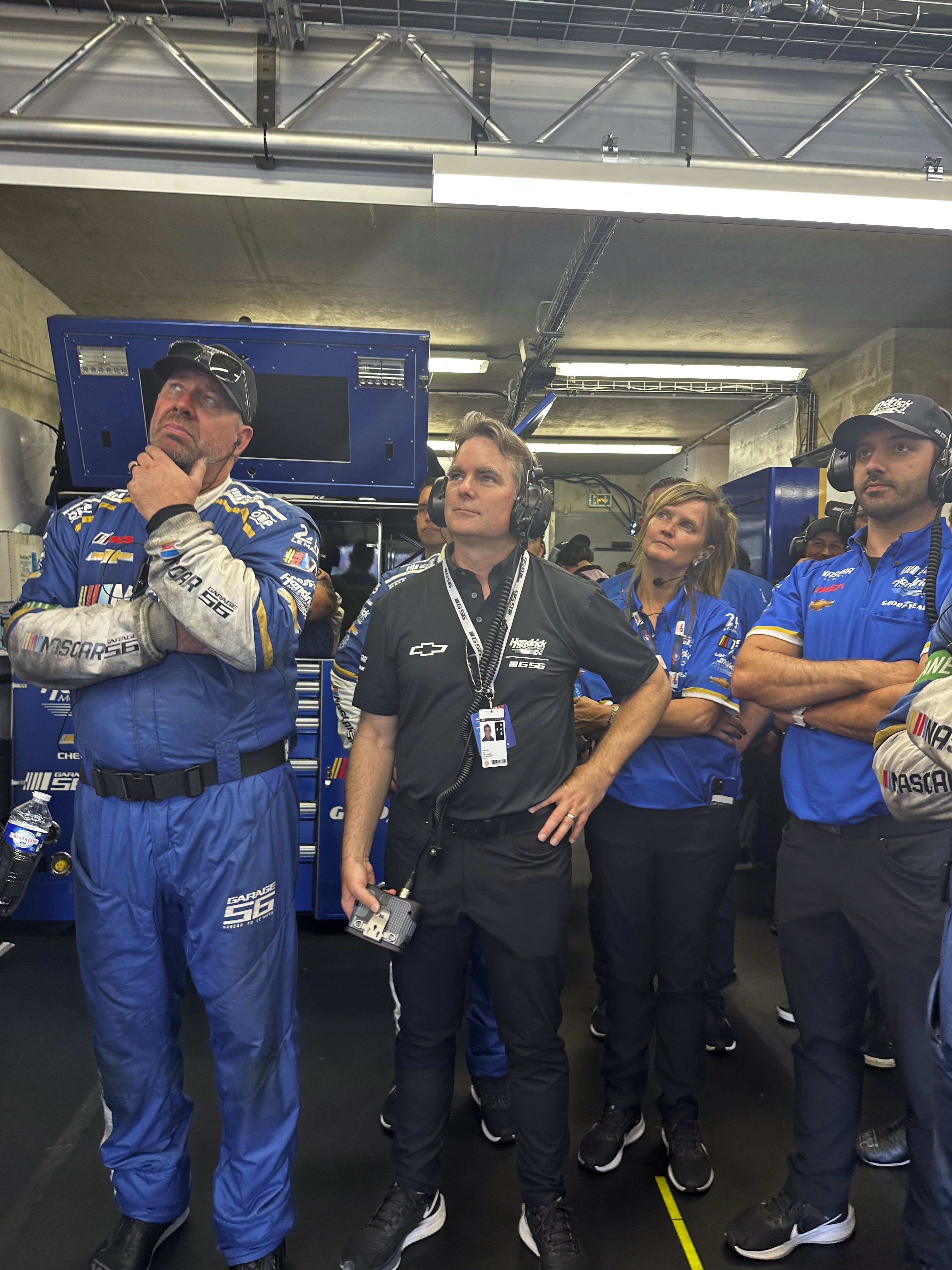 Hendrick Motorsports vice chairman Jeff Gordon watches the closing laps of the 24 Hours of Le Mans on Sunday, June 11, 2023 in Le Mans, France. 