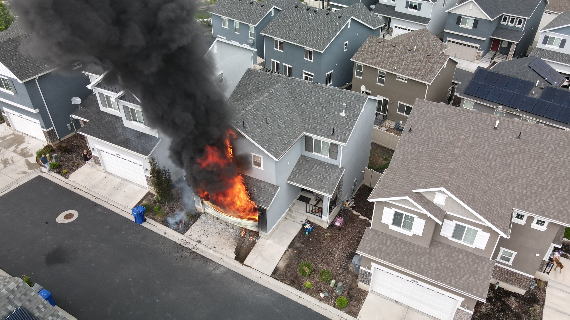 Drone footage of fire at the Collins family home June 6 in Saratoga Springs.