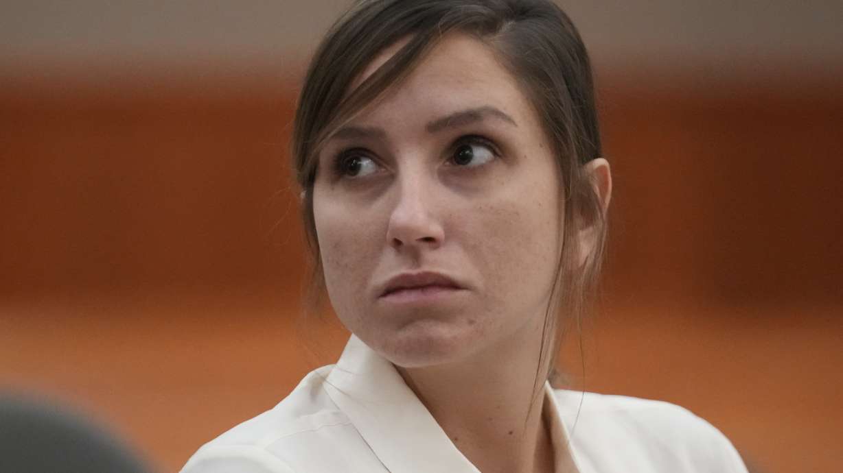 Kouri Richins, an Utah mother of three accused of killing her husband then writing a children's book about grieving, looks on during a bail hearing June 12, 2023, in Park City. Jury selection in her case began Tuesday and finished Wednesday.