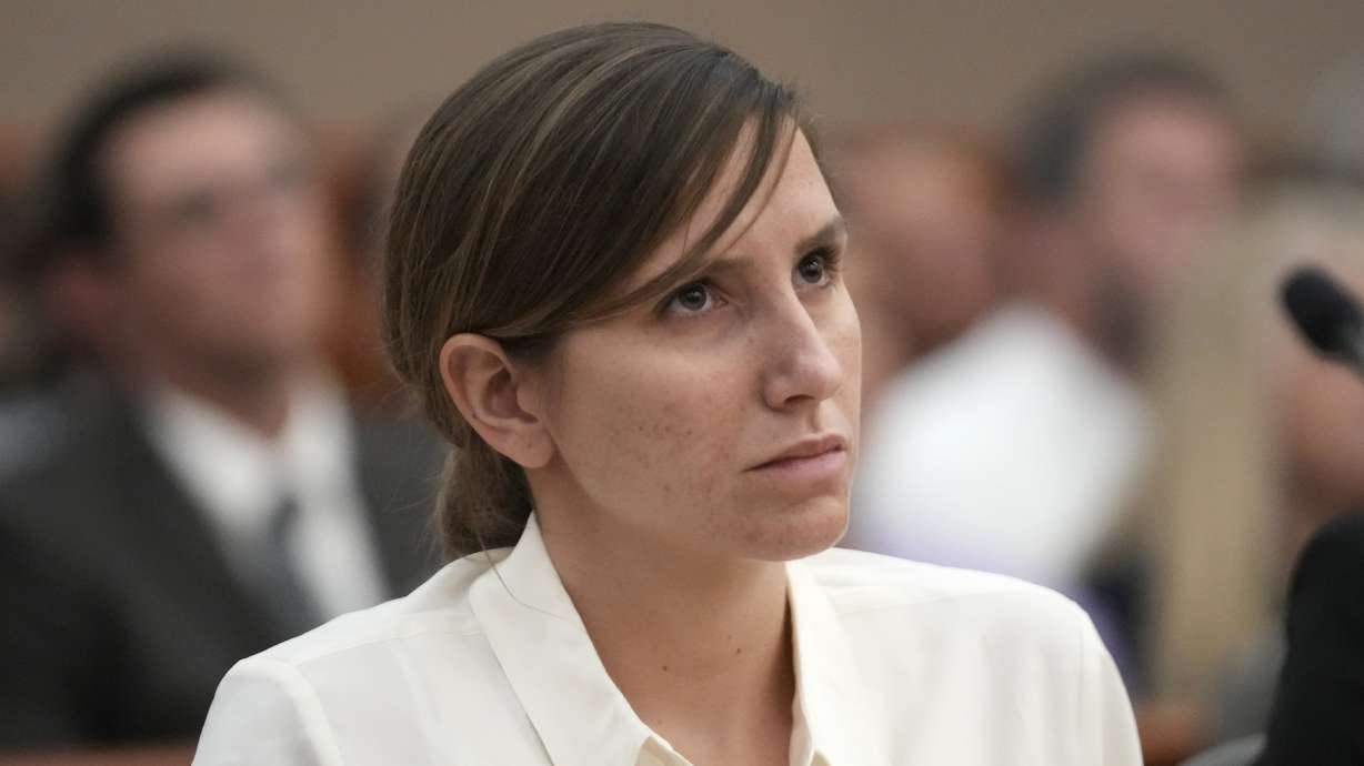 Kouri Richins, charged with killing her husband, looks on during a bail hearing on June 12, 2023, in Park City. On Monday, new charges were filed accusing her of trying to kill him less than three weeks earlier on Valentine's Day.