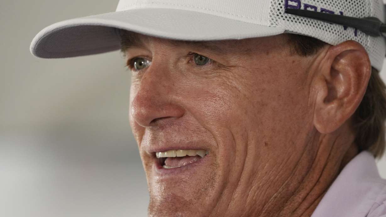Berry Henson fields questions at the U.S. Open golf tournament at Los Angeles Country Club, Monday, June 12, 2023, in Los Angeles.