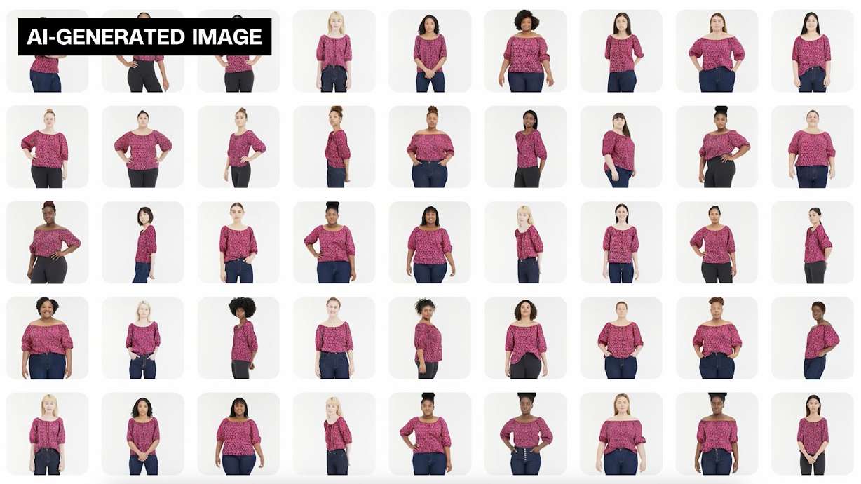 Google's new virtual try-on feature uses generative AI to show clothes on a wide selection of body types. Although the models are real, the tool learned to match the shape of the shirt to the person in varying angles.