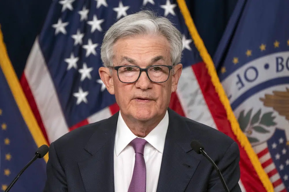 Federal Reserve Chair Jerome Powell speaks during a news conference following a Federal Open Market Committee meeting, Wednesday at the Federal Reserve Board Building in Washington. 