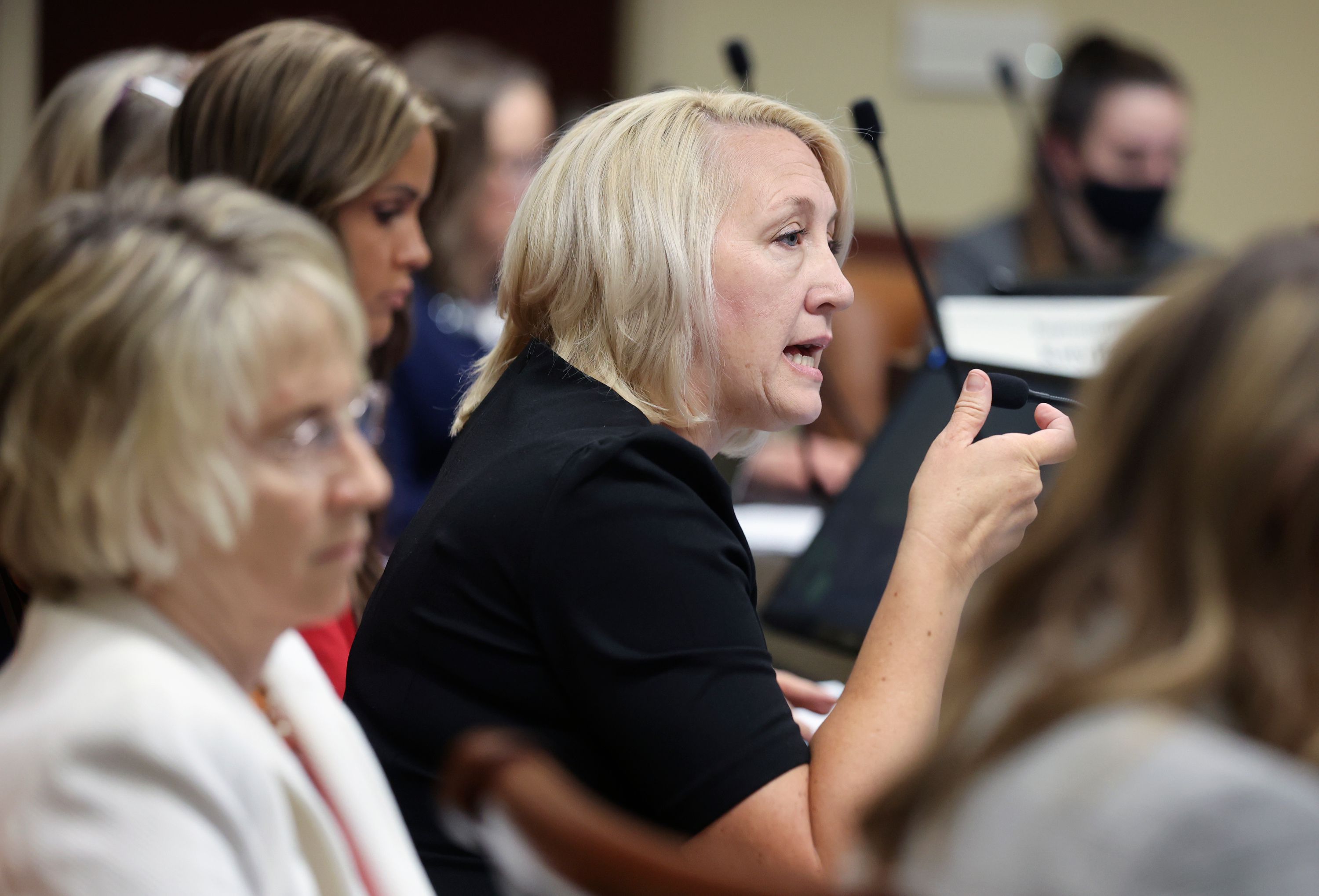 Rep. Karianne Lisonbee, R-Clearfield, speaks during a Utah Legislature’s Education Interim Committee meeting at the House Building in Salt Lake City on Wednesday.