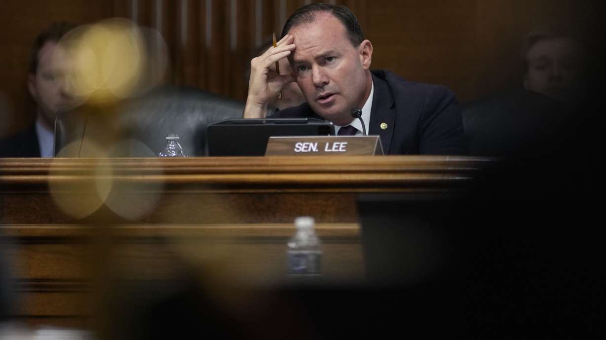 Sen. Mike Lee, R-Utah, speaks during a Senate hearing on Capitol Hill in Washington, May 10. Lee and other senators are questioning the use of the Foreign Intelligence Surveillance Act, or FISA, on Americans before reauthorizing it.