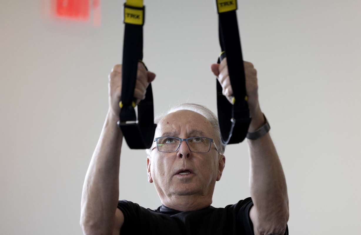 Rich McKeown, 76, works out at Age Performance in Salt Lake City on Wednesday.