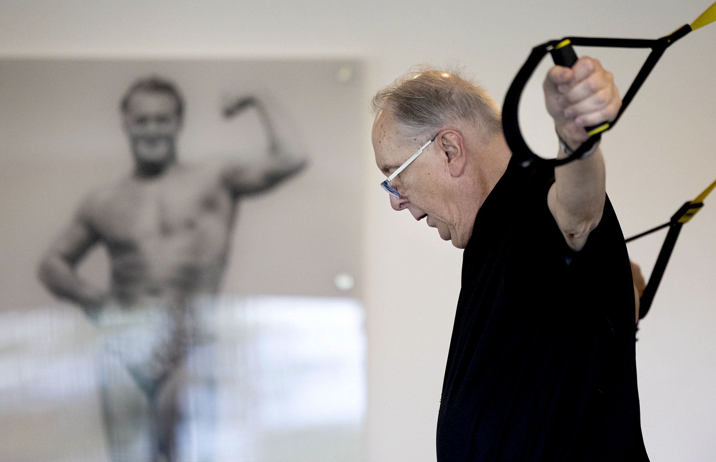 Rich McKeown, 76, works out at Age Performance in Salt Lake City on Wednesday.