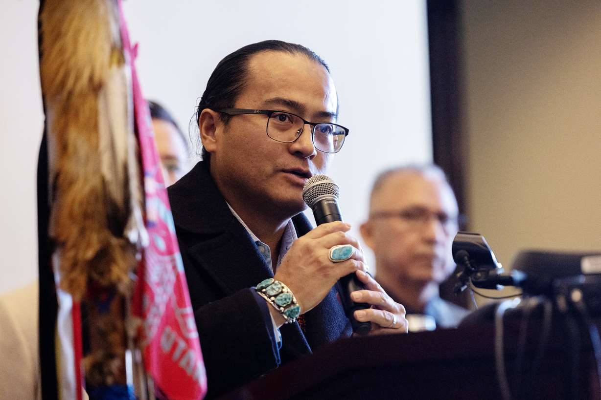 Navajo Nation President Buu Nygren speaks in support of HB40, a bill patterned after the federal Indian Child Welfare Act, at the Utah Capitol on Jan. 31. Nygren said he will push for a similar bill next year.