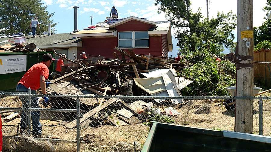 A cross-country group of bicyclists made a stop at an Orem home to help a handicapped man with spring clean-up.