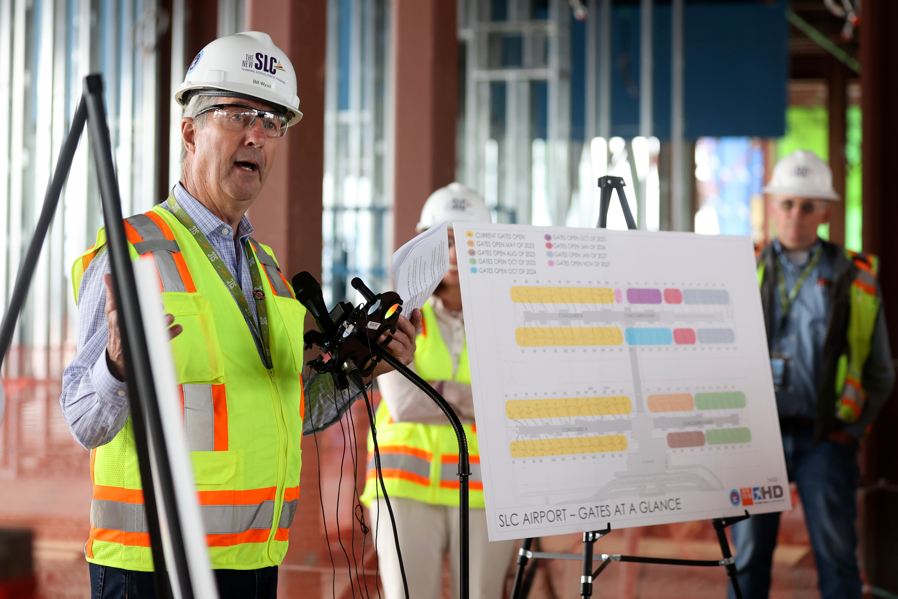 Bill Wyatt, Salt Lake City International Airport executive director, talks during a press conference about phase three of construction and new vendors for Concourse B at the Salt Lake City International Airport in Salt Lake City on Tuesday.
