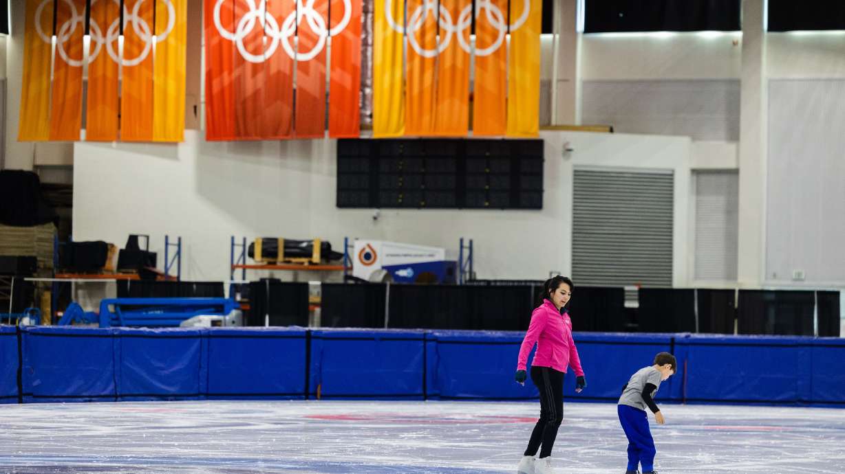 Jessica Mora conducts a skating lesson with Maximo Villasenor, 7, at the Utah Olympic Oval in Kearns on June 16. There's now just one unidentified contender in the race to host a Winter Games.