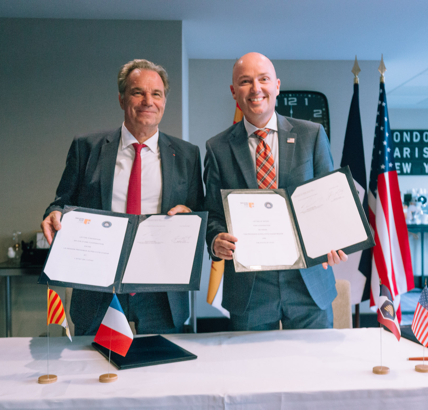 Gov. Cox signed a Letter of Intent with President Renaud Muselier of France’s Region Sud to establish a partnership between a natural park in Utah and a natural park in Region Sud.