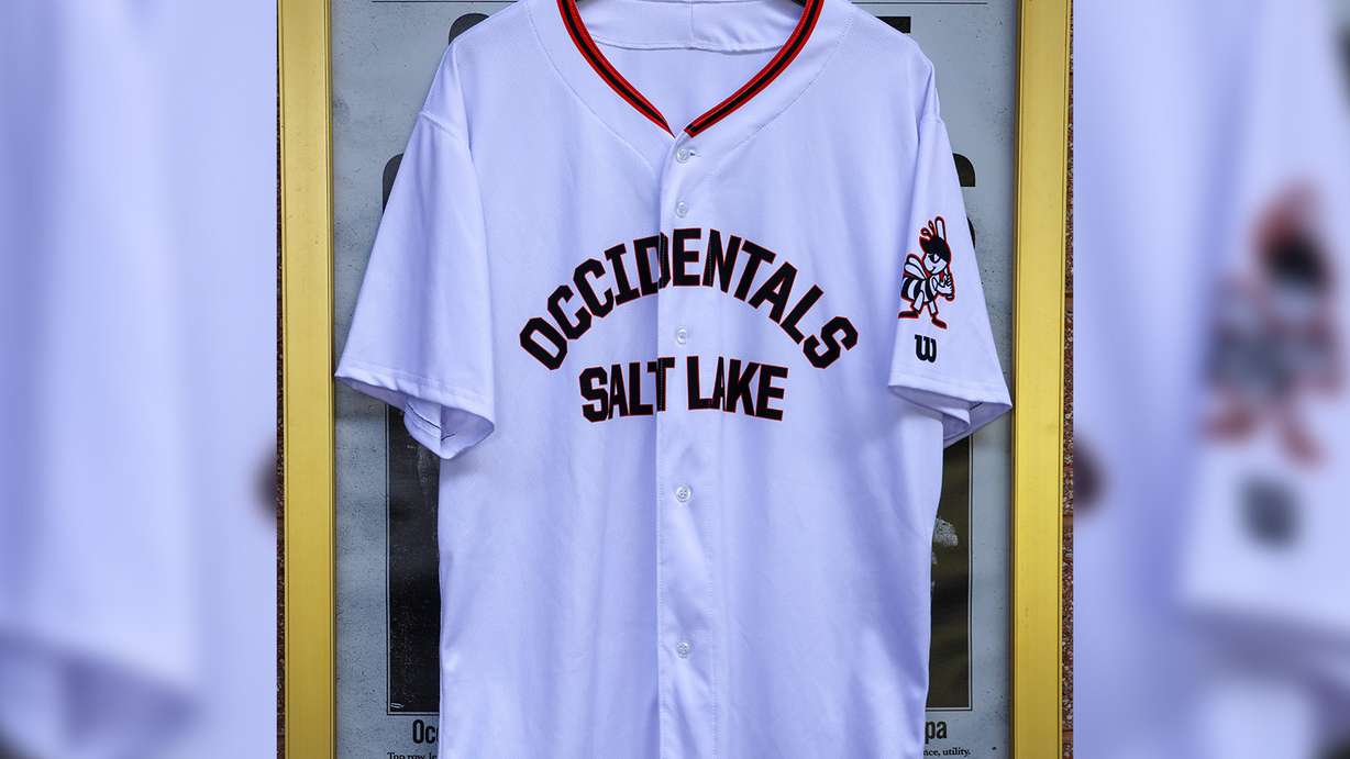 The Salt Lake Bees' recreation of the Salt Lake Occidentals uniform, which the team will wear for the first time on Saturday. The all-Black team existed for a few years in the early 20th century.