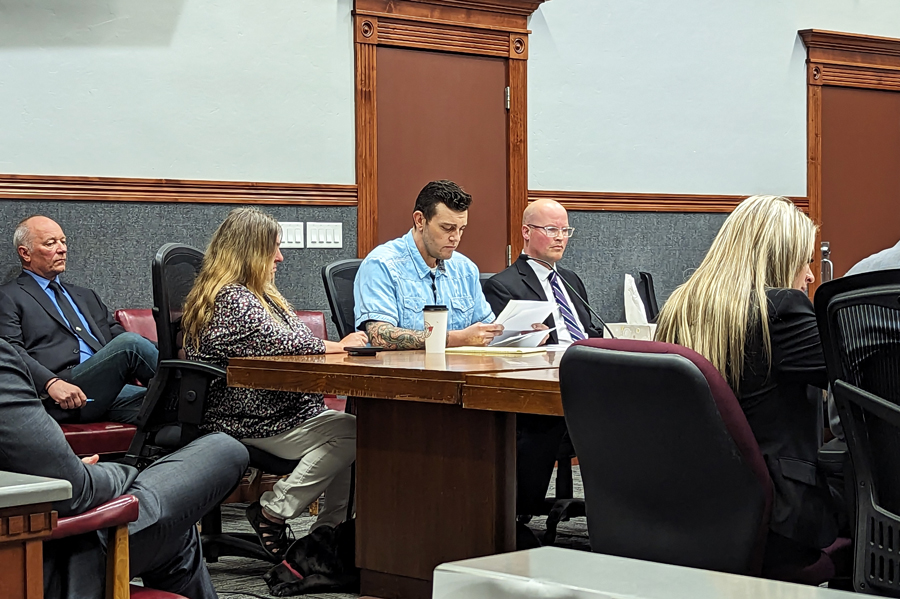Jared Goody offers a victim impact statement during Wednesday’s hearing. Courtney Goody pleaded guilty to two counts of misdemeanor battery for poisoning her then-husband in 2020.