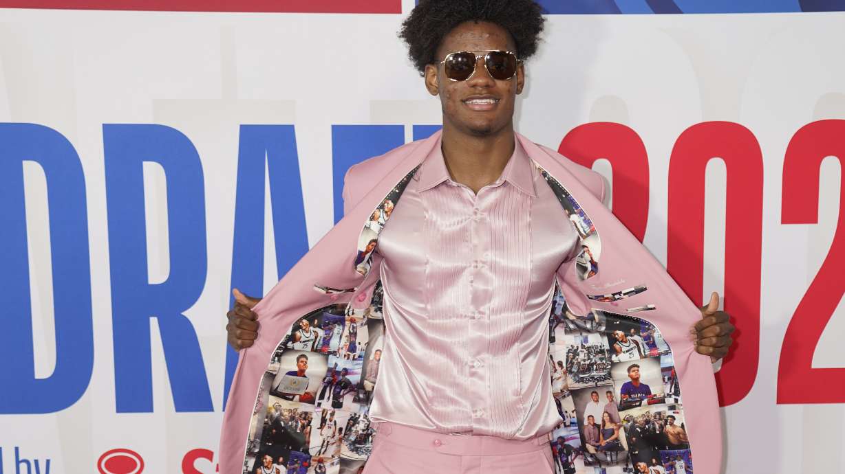 Taylor Hendricks arrives before the NBA basketball draft at Barclays Center, Thursday, June 22, 2023, in New York.