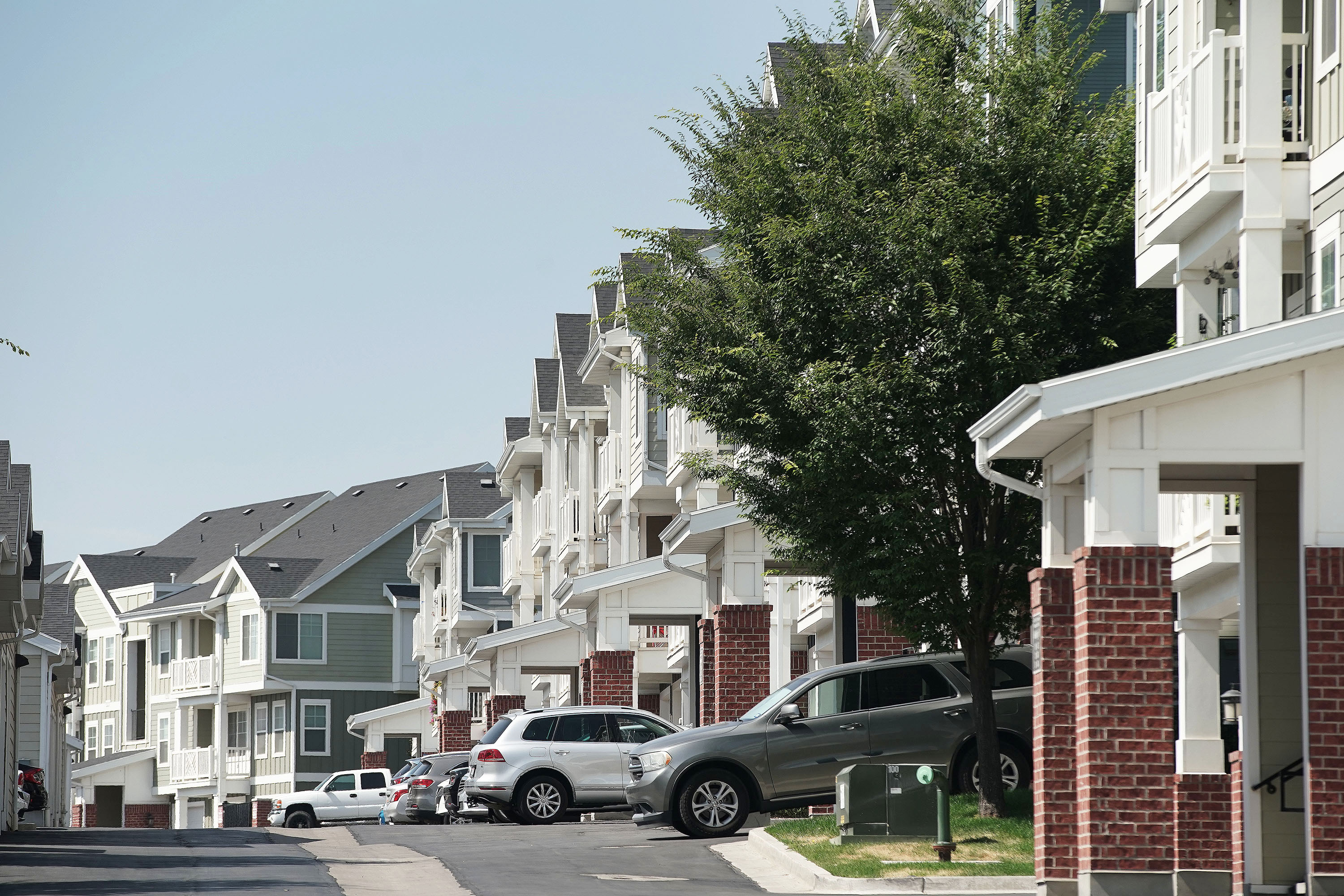 Apartments and town houses on Traverse Mountain Boulevard in Lehi are pictured on Aug. 11, 2021. Utah County has the lowest median age of any county with at least 100,000 people in the U.S., according to the Census Bureau.