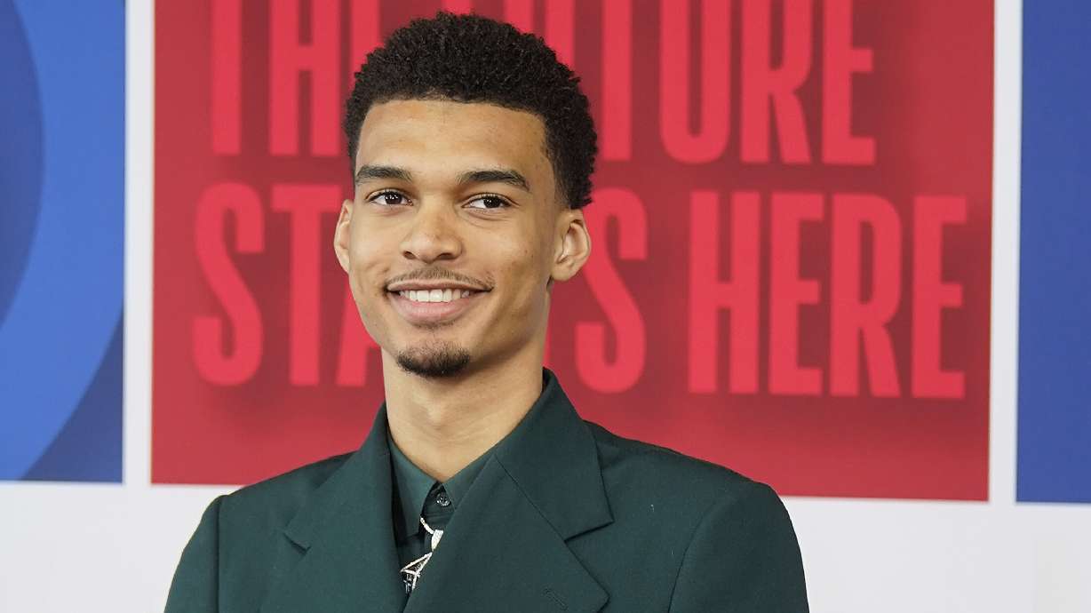 Victor Wembanyama arrives at Barclays Center before the NBA basketball draft, Thursday, June 22, 2023, in New York.