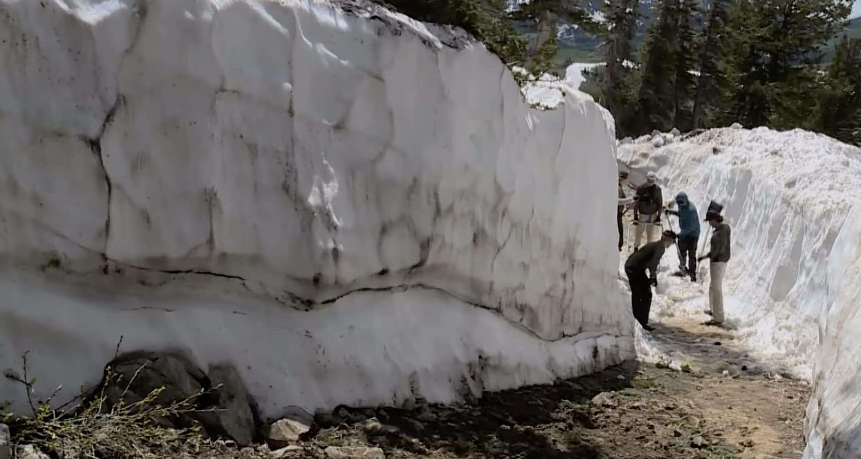 Although summer has already begun, crews are still digging out snow covering mountain bike trails at Deer Valley Resort on Thursday. 