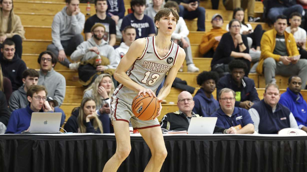 FILE - Sunrise Christian's Matas Buzelis (13) plays against Montverde during a high school basketball game at the Hoophall Classic, Monday, Jan. 16, 2023, in Springfield, Mass. Buzelis is positioned to be one of the top NBA draft prospects for next year.