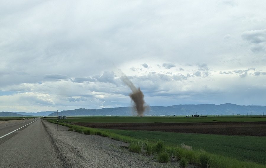 Gustnado is seen between Lava Hot Springs and Soda Springs Friday afternoon.