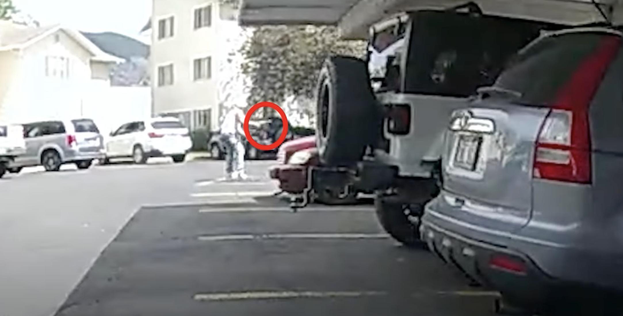 Brian Simonton points a gun at officers in footage captured from an officer's body camera on June 6.