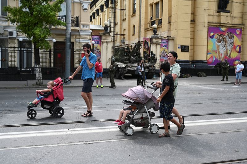 Residents of the city had milled about calmly, filming on mobile phones as Wagner fighters in armoured vehicles and battle tanks took up positions.