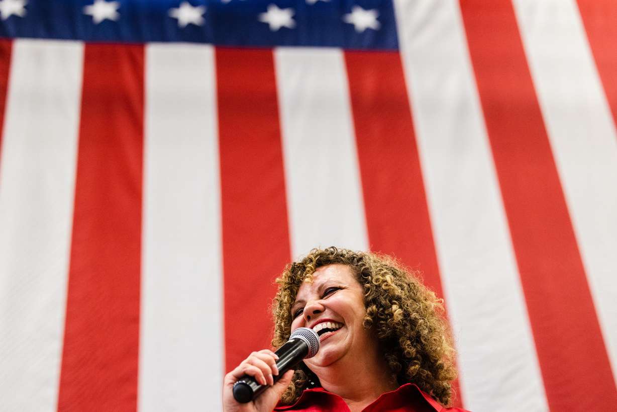 Utah Congressional 2nd District candidate Celeste Maloy speaks after winning the nomination during the Utah Republican Party’s special election at Delta High School in Delta on Saturday.
